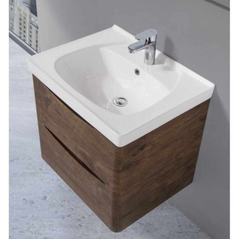 Тумба под раковину BelBagno Fly FLY-600-2C-SO-RW-P, 57,5 х 44 х 45 см, Rovere Moro/темно-коричневый