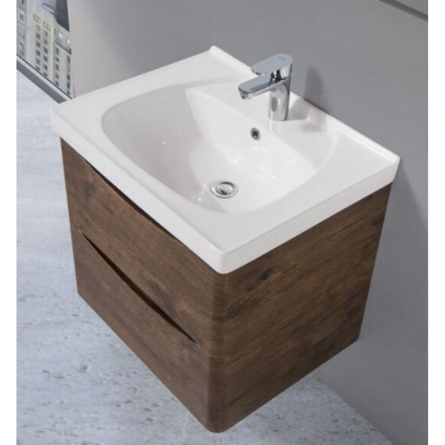 Тумба под раковину BelBagno Fly FLY-600-2C-SO-RW-P, 57,5 х 44 х 45 см, Rovere Moro/темно-коричневый
