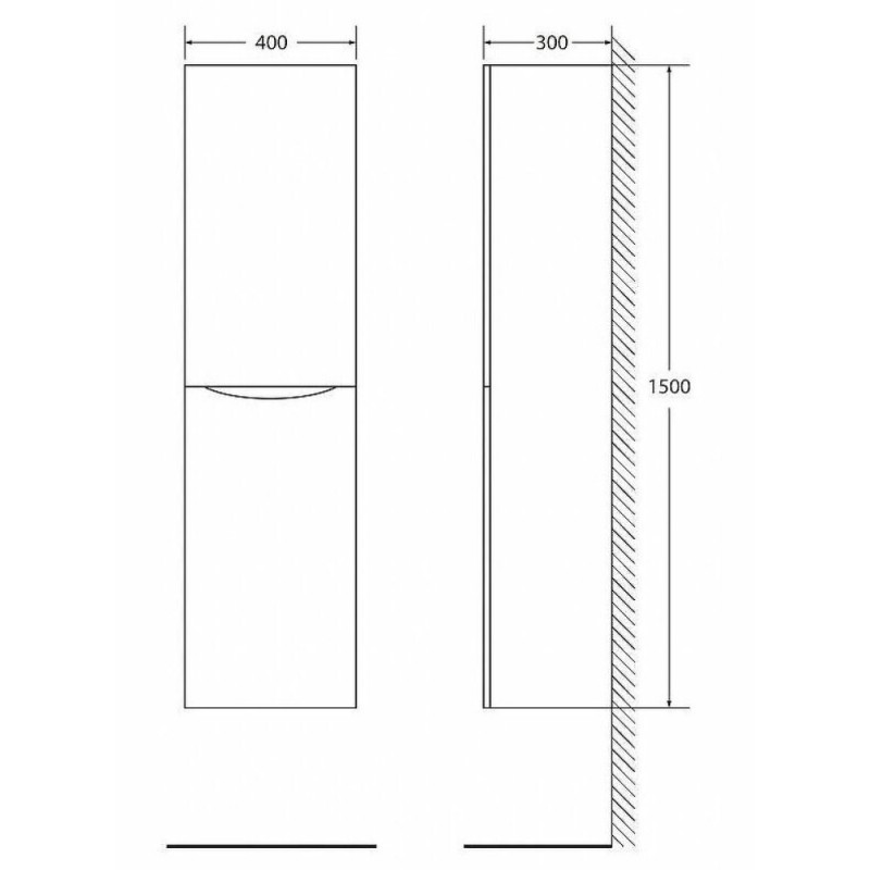 Пенал BelBagno Fly-Marino-1500-2A-SC-CO-P-R, 40 см, подвесной, crema opaco, правосторонний