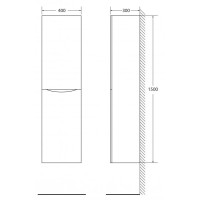 Пенал BelBagno Fly-Marino-1500-2A-SC-PT-P-L, 40 см, подвесной, patinato turchese, левосторонний