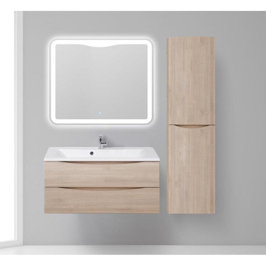 Шкаф-пенал подвесной BelBagno FLY-MARINO-1500-2A-SC-RG-P-R, 40 х 30 х 150 см, Rovere Grigio/светлое дерево, правосторонний