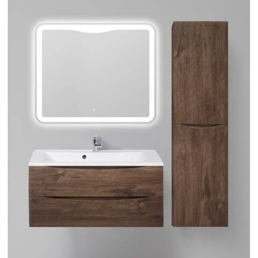 Шкаф-пенал подвесной BelBagno FLY-MARINO-1500-2A-SC-RW-P-L, 40 х 30 х 150 см, Rovere Moro/темно-коричневый, левосторонний
