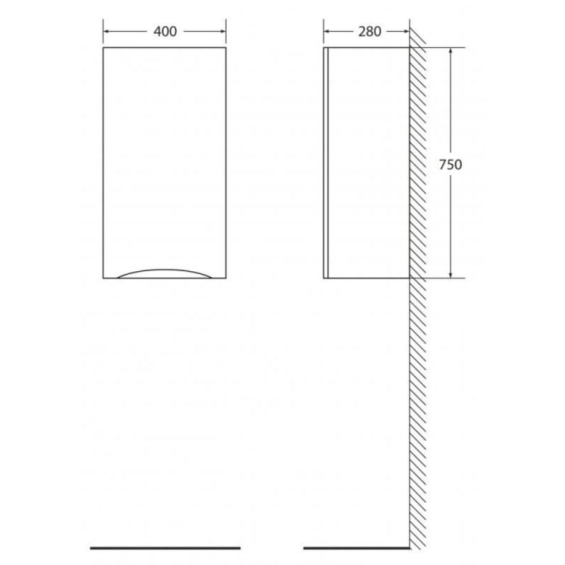 Шкаф подвесной BelBagno FLY-MARINO-750-1A-SC-CL-P-L, 40 х 30 х 75 см, Cappuccino Lucido/бежевый глянец, левосторонний