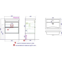 Тумба под раковину Aqwella Fargo FRG0106DB+FRGN380, 60 см, напольная, дуб балтийский