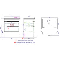 Тумба под раковину Aqwella Fargo FRG0107DB+FRGN440, 70 см, напольная, дуб балтийский