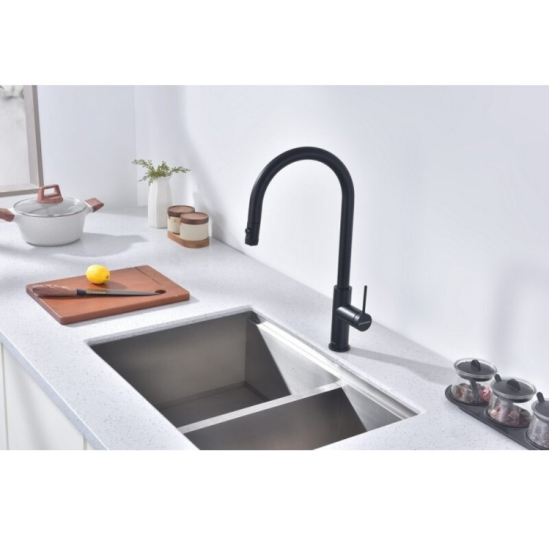 Смеситель для кухонной мойки Paulmark Galant Ga213077-AN, с подключением к фильтру, антрацит