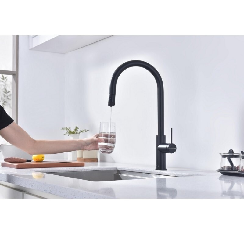 Смеситель для кухонной мойки Paulmark Galant Ga213077-AN, с подключением к фильтру, антрацит