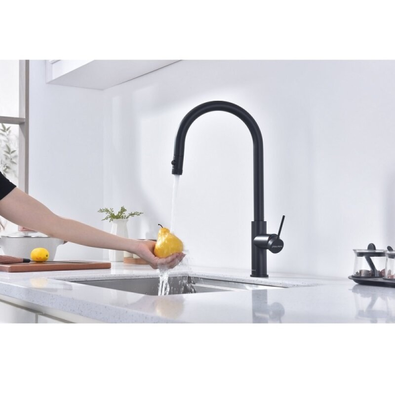 Смеситель для кухонной мойки Paulmark Galant Ga213077-AN, с подключением к фильтру, антрацит