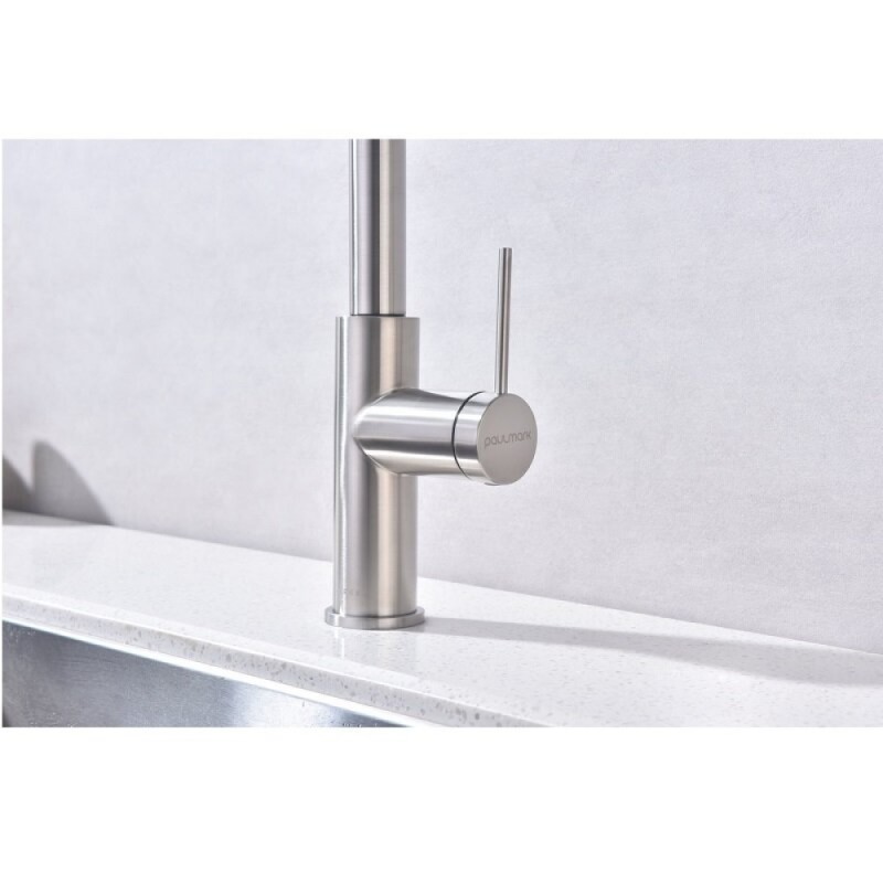 Смеситель для кухонной мойки Paulmark Galant Ga213077-BS, с подключением к фильтру, нержавеющая сталь