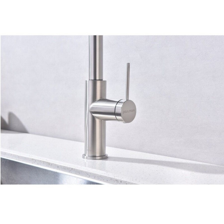 Смеситель для кухонной мойки Paulmark Galant Ga213077-BS, с подключением к фильтру, нержавеющая сталь