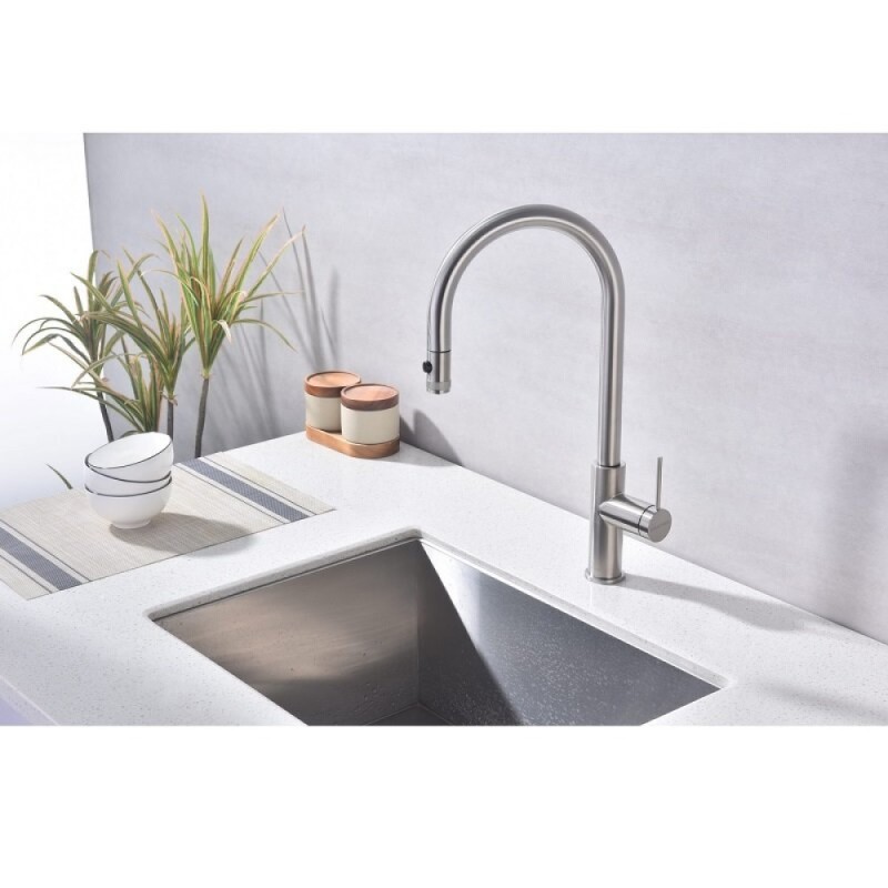 Смеситель для кухонной мойки Paulmark Galant Ga213077-BS, с подключением к фильтру, нержавеющая сталь