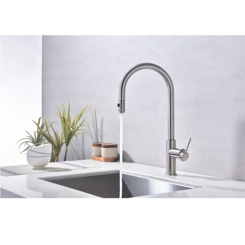 Смеситель для кухонной мойки Paulmark Galant Ga213077-BS, с подключением к фильтру, нержавеющая сталь