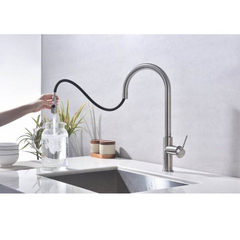 Смеситель для кухонной мойки Paulmark Galant Ga213077-BS, с подключением к фильтру, нержавеющая сталь