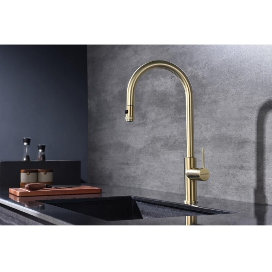Смеситель для кухонной мойки Paulmark Galant Ga213077-LG, с подключением к фильтру, золото светлое