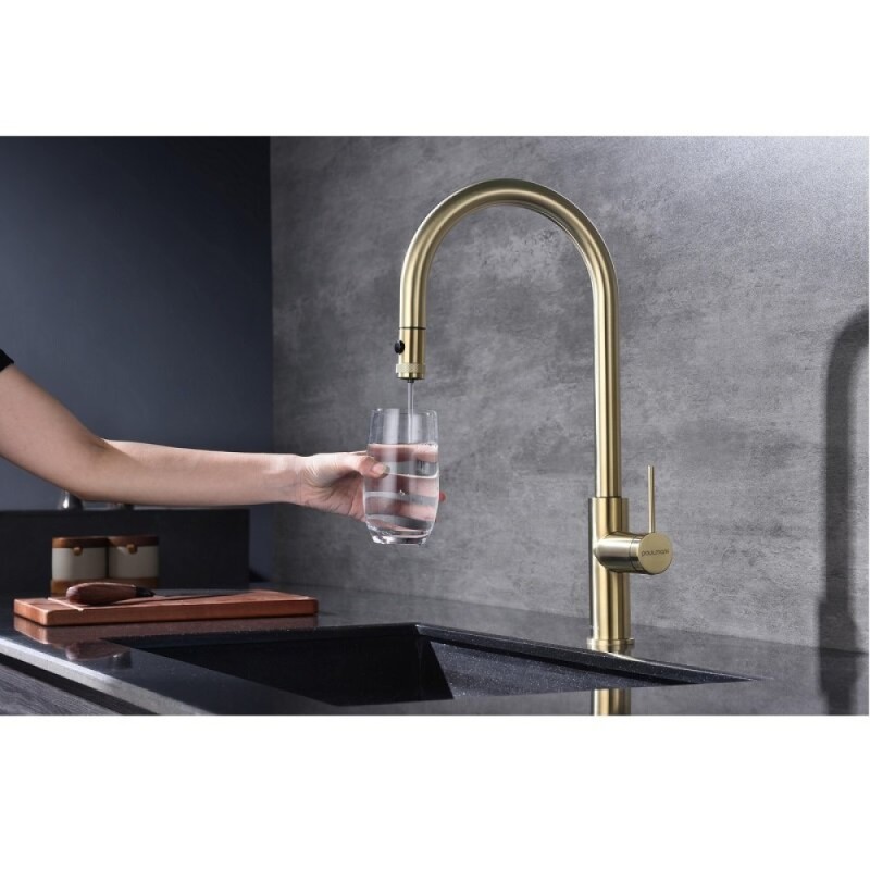 Смеситель для кухонной мойки Paulmark Galant Ga213077-LG, с подключением к фильтру, золото светлое