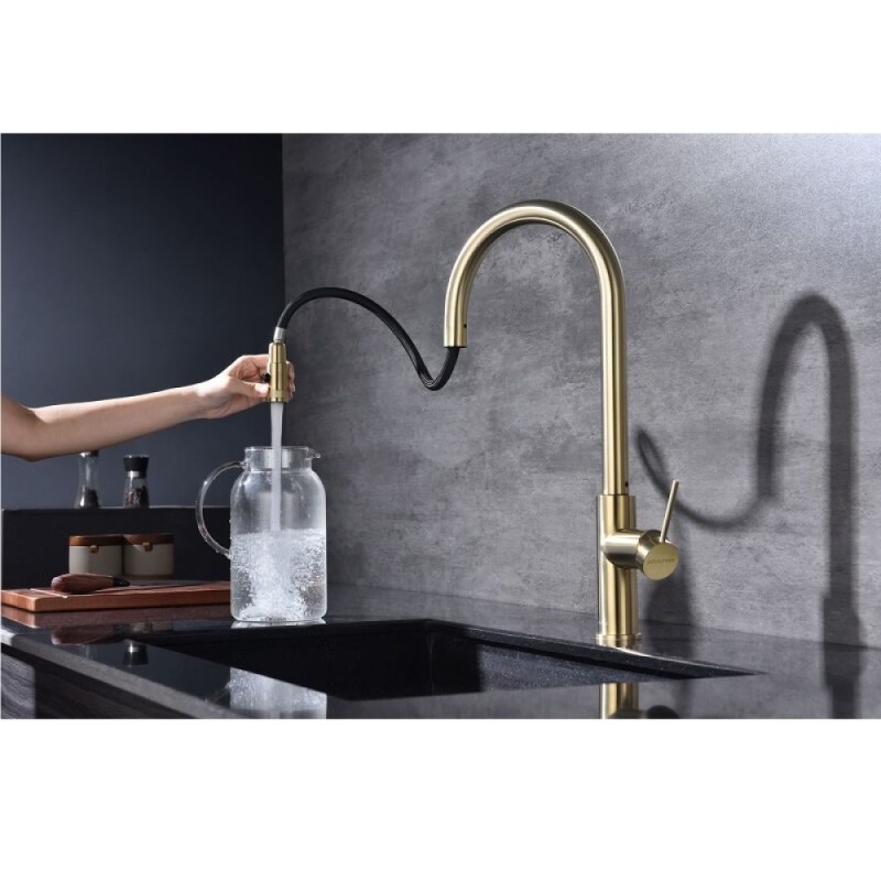 Смеситель для кухонной мойки Paulmark Galant Ga213077-LG, с подключением к фильтру, золото светлое