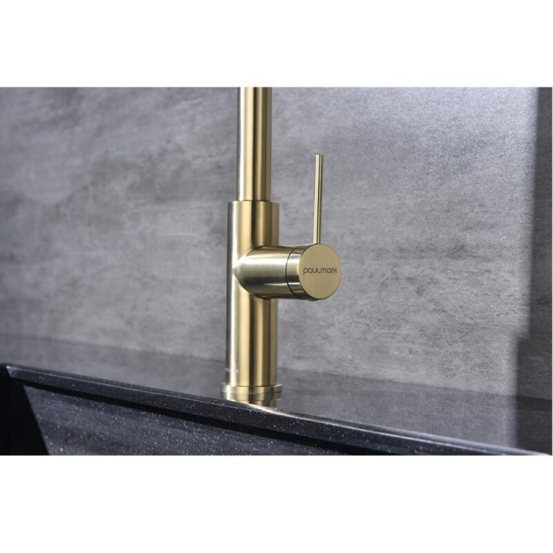 Смеситель для кухонной мойки Paulmark Galant Ga213077-LG, с подключением к фильтру, золото светлое