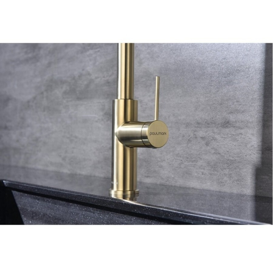Смеситель для кухонной мойки Paulmark Galant Ga213077-LG, с подключением к фильтру, золото светлое