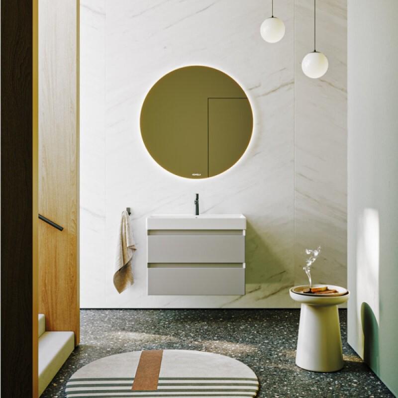 Тумба под раковину Aqwella Geometria GE01082ST, 80 см, подвесная, цвет серый туман