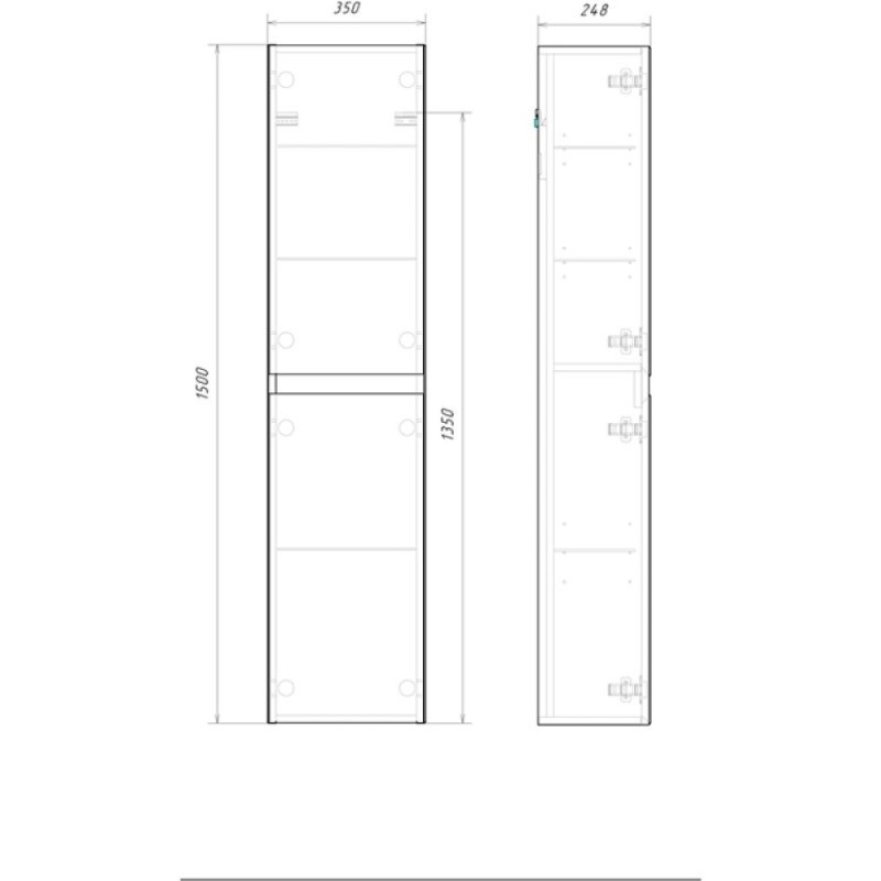 Шкаф-пенал Aqwella Geometria GE0535WM, 35 см, подвесной, цвет белый
