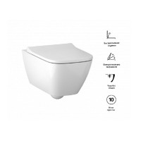 Инсталляция Geberit Duofix с унитазом Smyle Square, сиденье микролифт клавиша Sigma 01 белая, комплект креплений, GEB30011500683