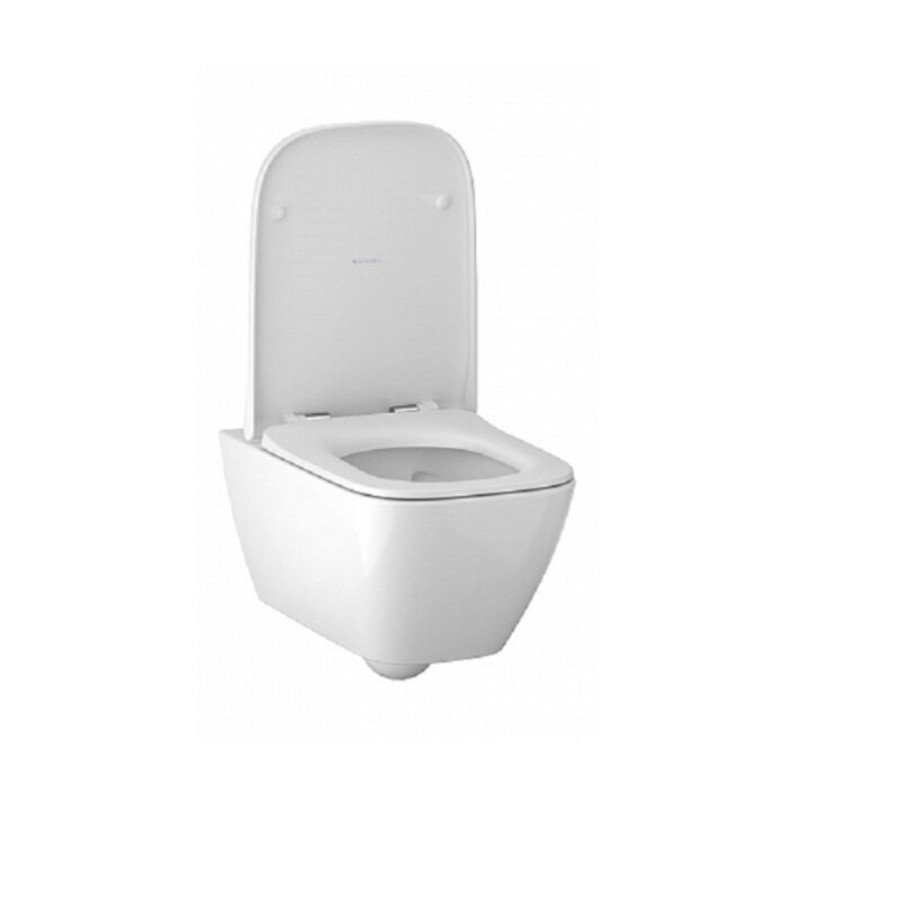 Инсталляция Geberit Duofix с унитазом Smyle Square, сиденье микролифт клавиша Sigma 01 белая, комплект креплений, GEB30011500683