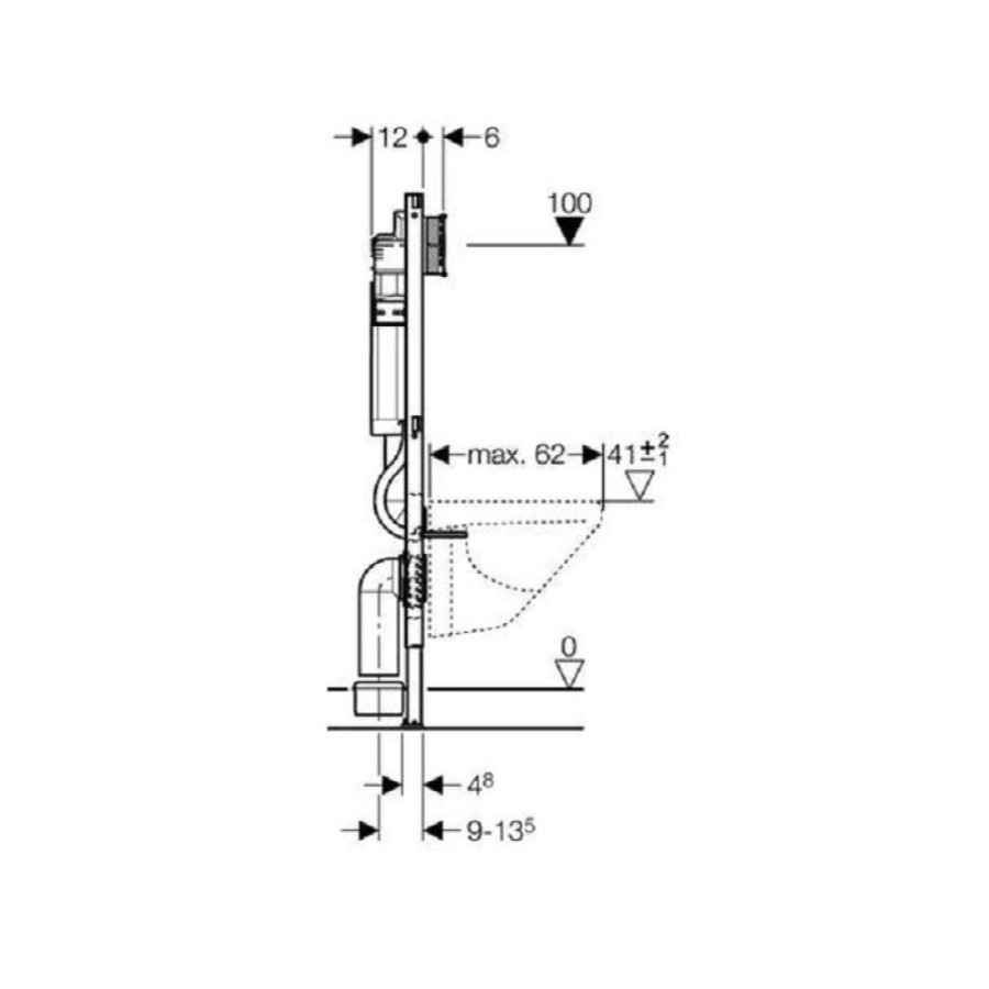 Инсталляция Geberit Duofix с унитазом Smyle Square, сиденье микролифт клавиша Sigma 01 хром глянец, комплект креплений, GEB30021500683