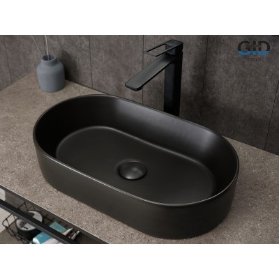 Раковина Gid N9020bg 53379 накладная черная  графит ...