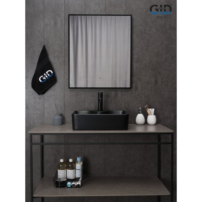 Раковина Gid Bm9091 53373 накладная черная матовая 48x37x13