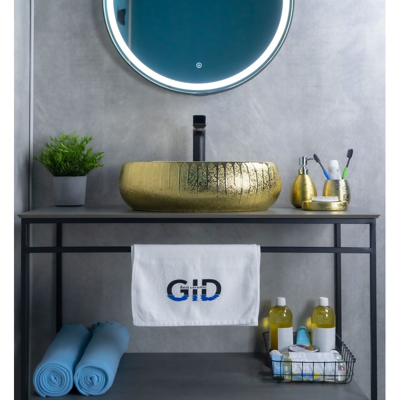 Раковина Gid 9030g 52234 накладная золотая 48x34x15