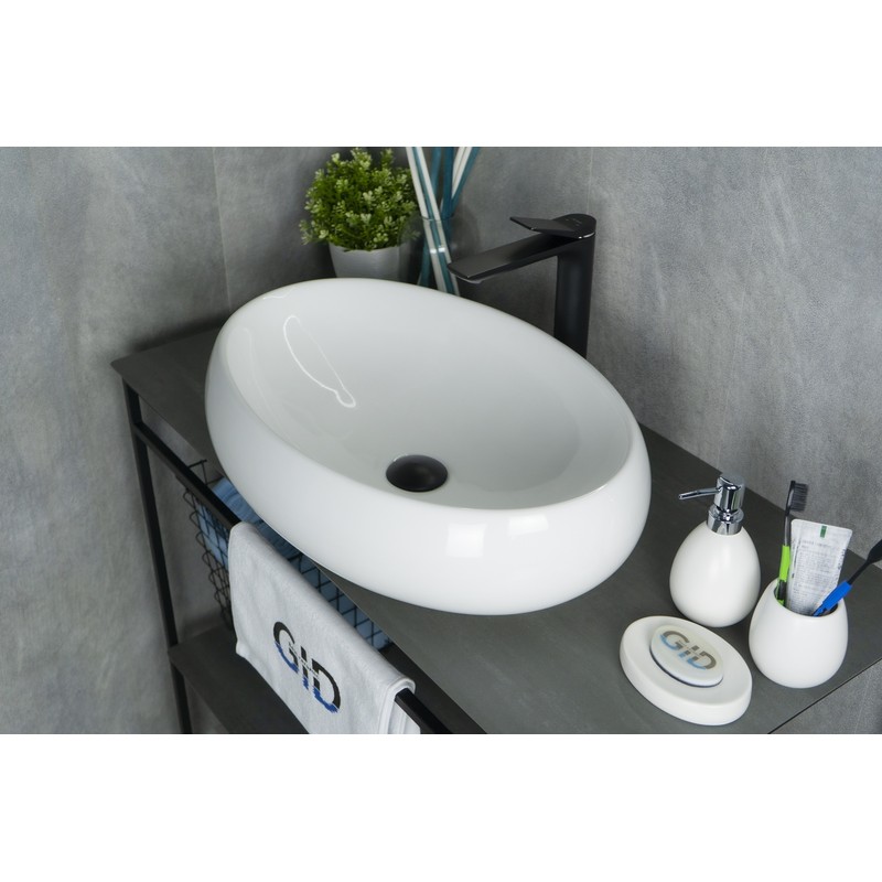 Раковина Gid N9030a 51114 накладная белая 60x41x15