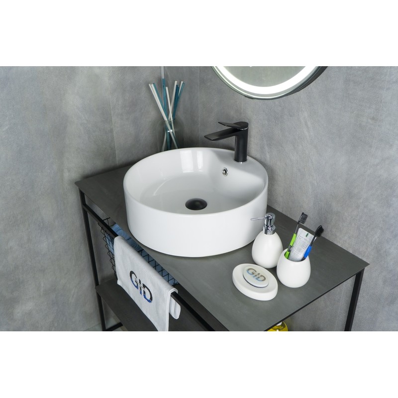 Раковина Gid N9008b 51104 накладная белая 46x46x16