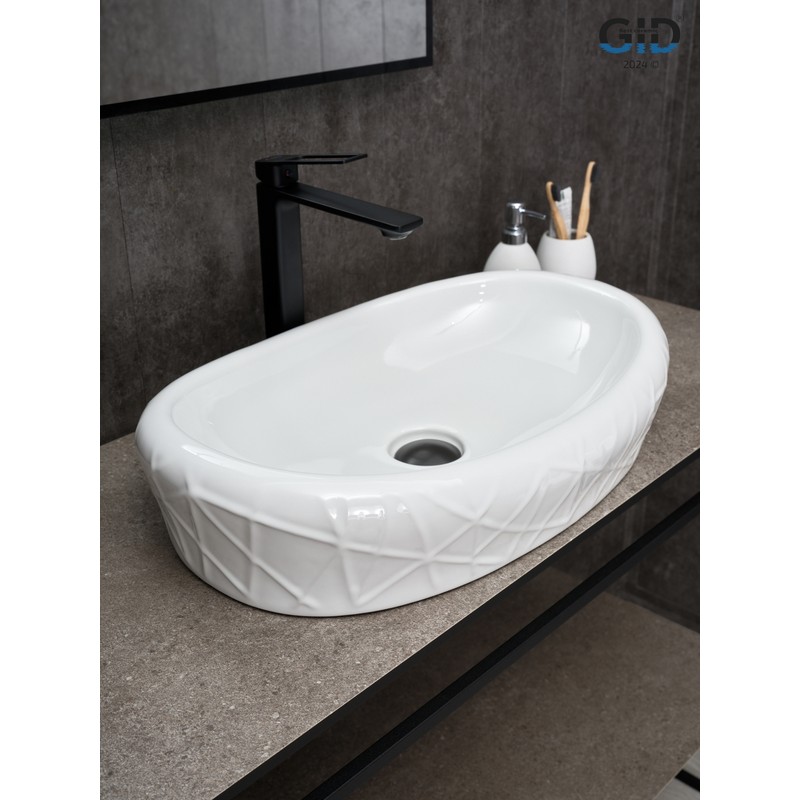 Раковина Gid 777s 51222 накладная белая 60x39x13.5