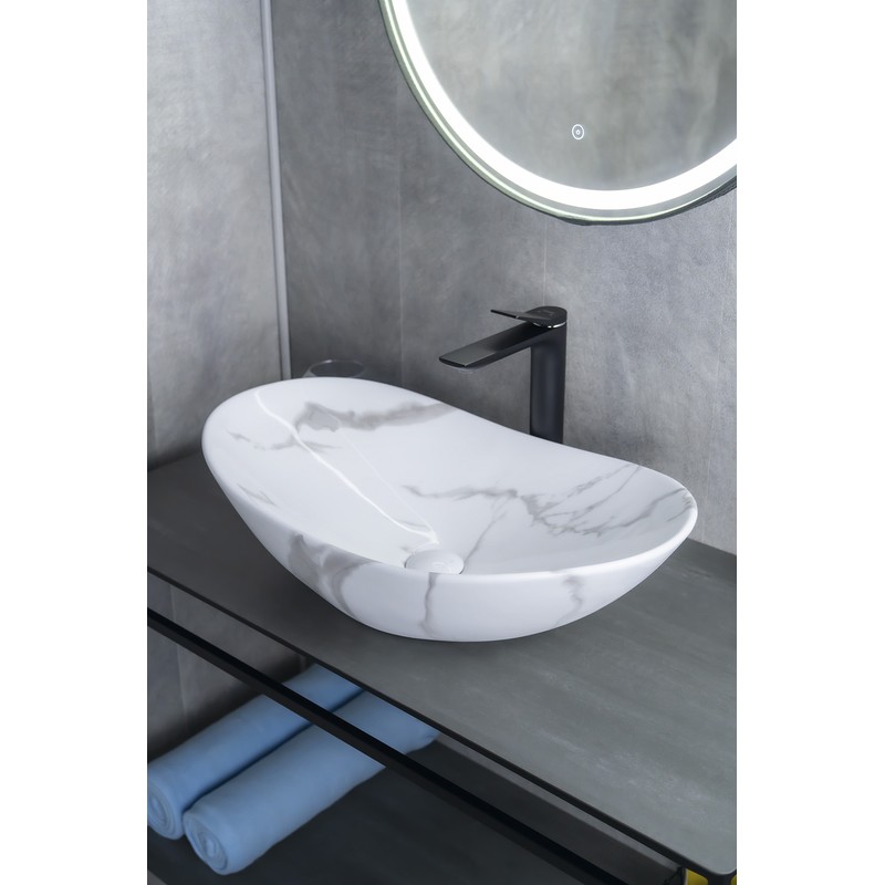 Раковина Gid Mnc811C 54478 накладная под камень глянцевая 61x37x15