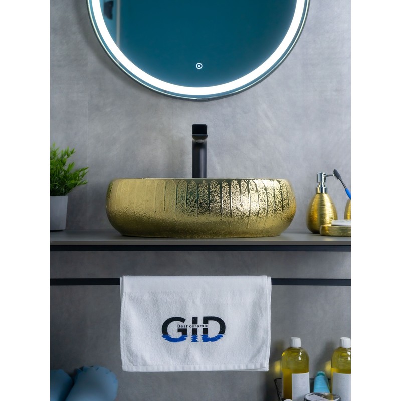 Раковина Gid 9030g 52234 накладная золотая 48x34x15
