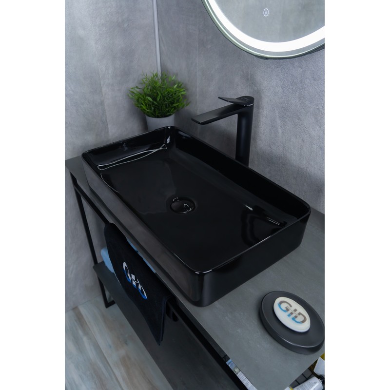 Раковина Gid BL9396 53346 накладная черная глянцевая 60x34x11