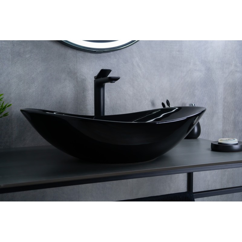 Раковина Gid BL9811 53349 накладная черная глянцевая 61x37x15