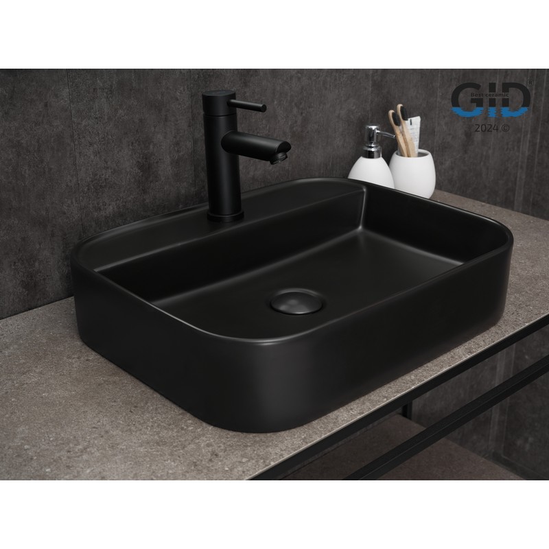 Раковина Gid Bm9550 53364 накладная черная матовая 50x40x11