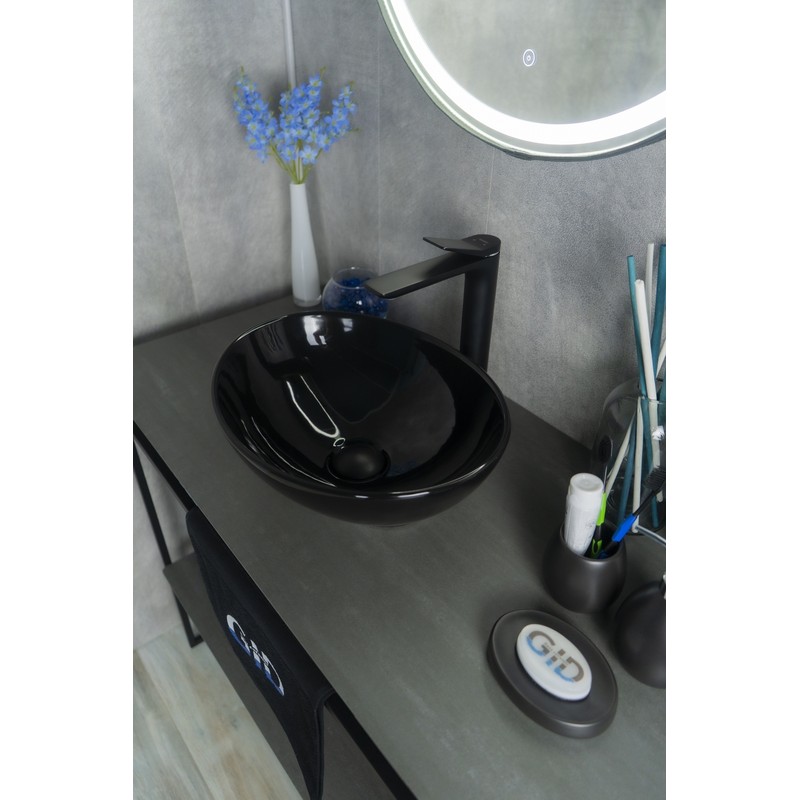 Раковина Gid Nc920 52231 накладная черная глянцевая 41x34x15