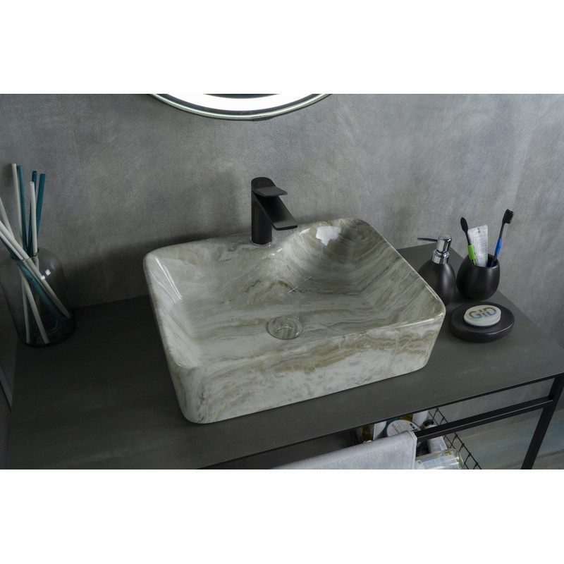 Раковина Gid Mnc605 54460 накладная под камень глянцевая 48x37x13