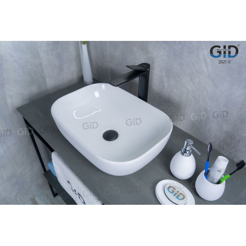 Раковина Gid D1333 51183 накладная белая 46x32.5x13.5