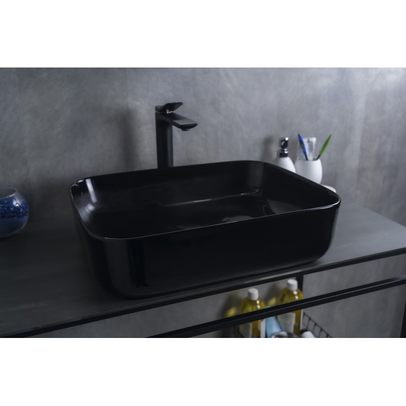 Раковина Gid BL1304 53351 накладная черная глянцевая 50x39x13