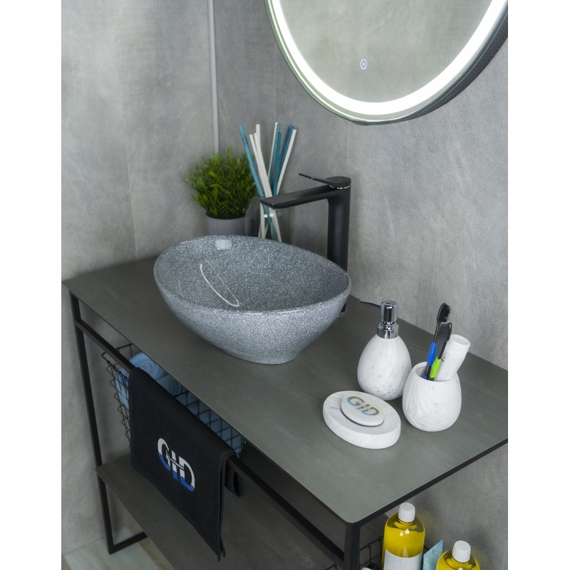 Раковина Gid Mnc331 54430 накладная под камень глянцевая 41x34x15