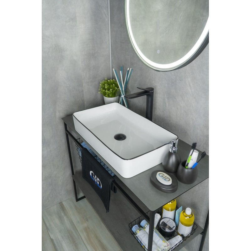 Раковина Gid Nc9399 52225 накладная белая / черная 60x34x11