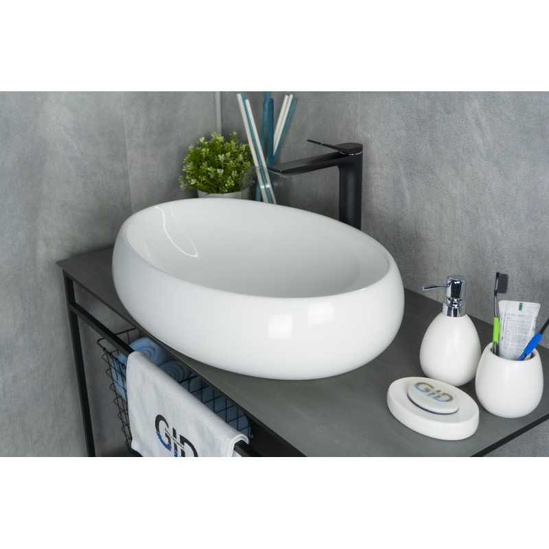 Раковина Gid N9030a 51114 накладная белая 60x41x15