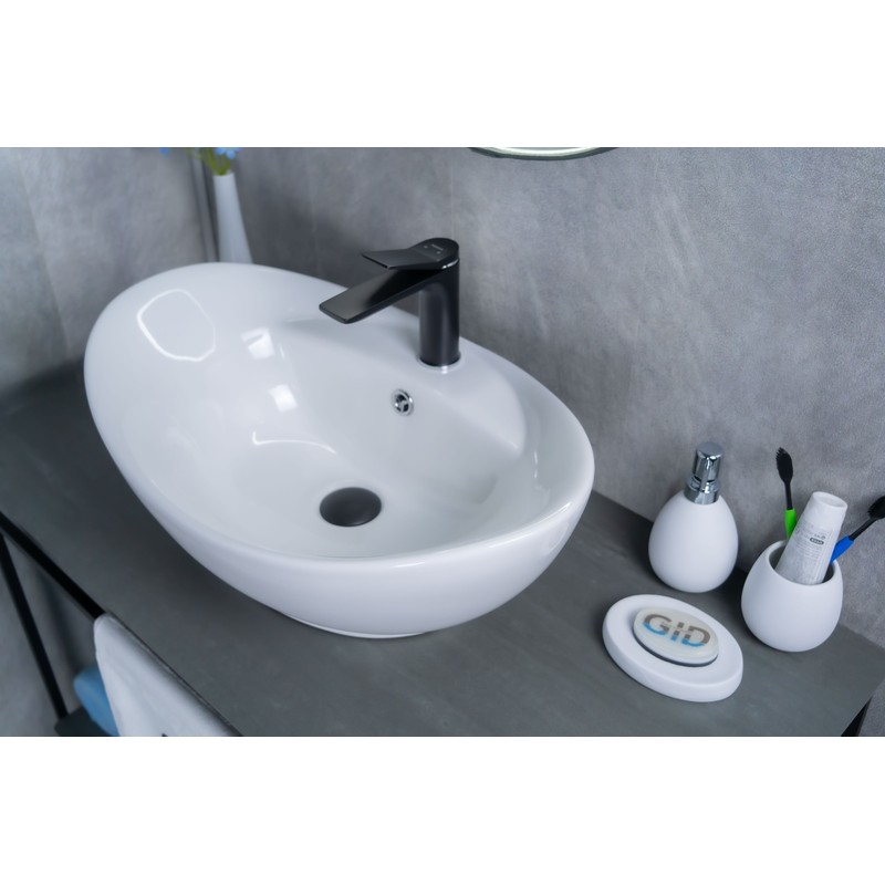 Раковина Gid N9018 51107 накладная белая 59x39x21