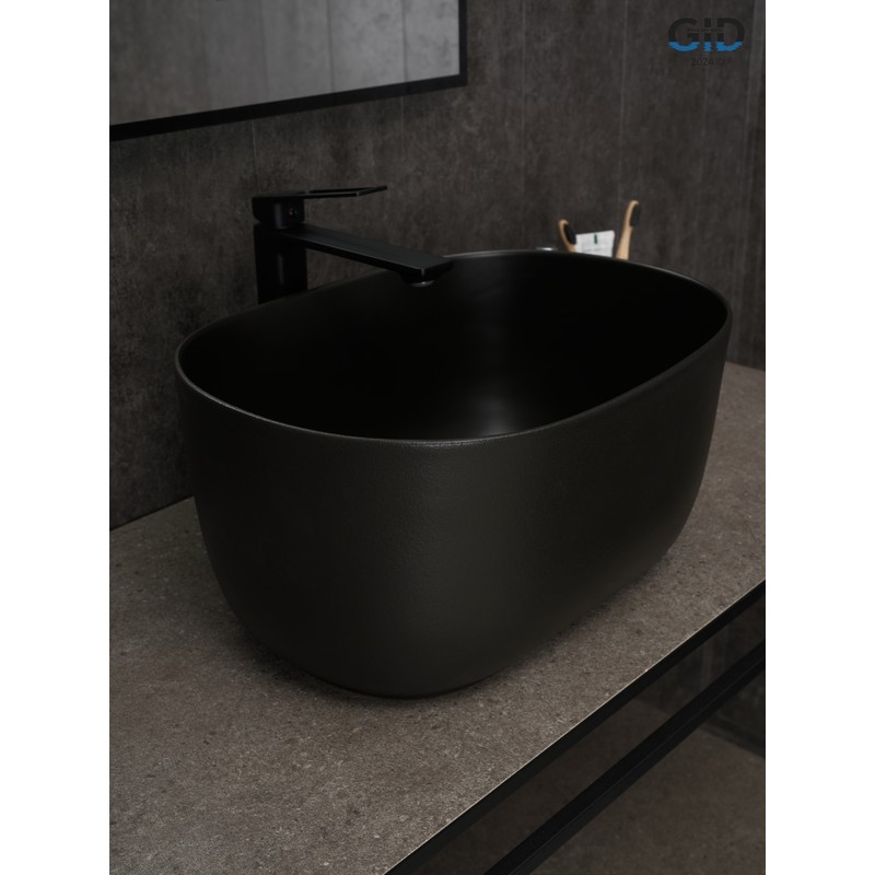 Раковина Gid N9302bg 53377 накладная черная графит 45x32x22