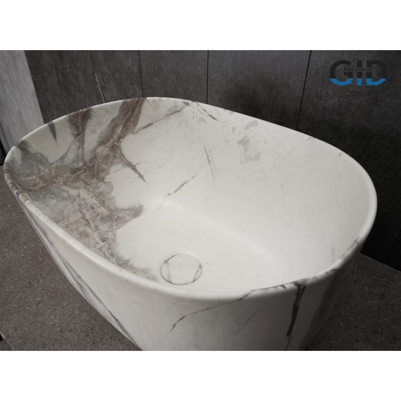 Раковина Gid Mnc9302 54481 накладная под камень матовая 45x32x22