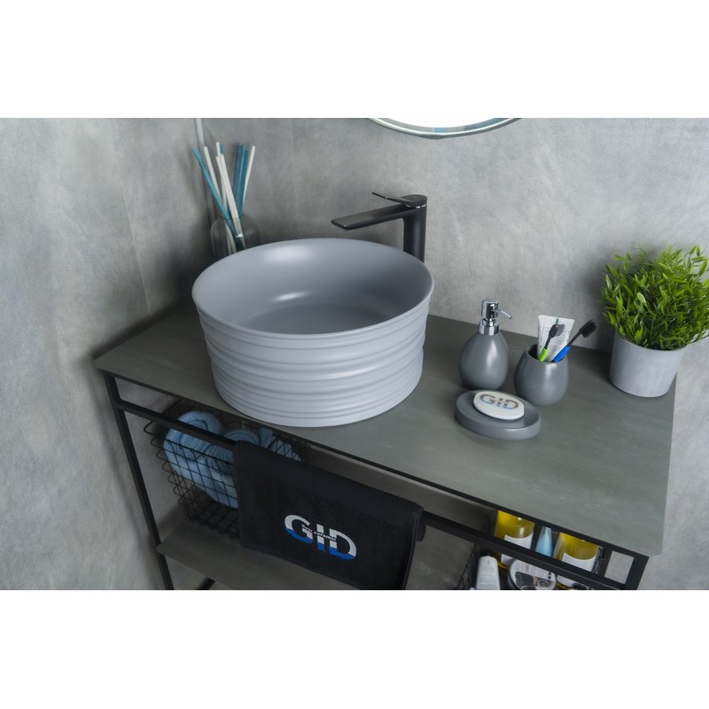 Раковина Gid Gm969 53335 накладная серая матовая 41x41x18