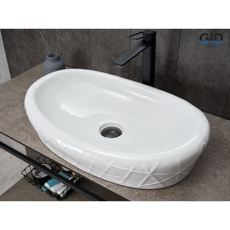 Раковина Gid 777s 51222 накладная белая 60x39x13.5
